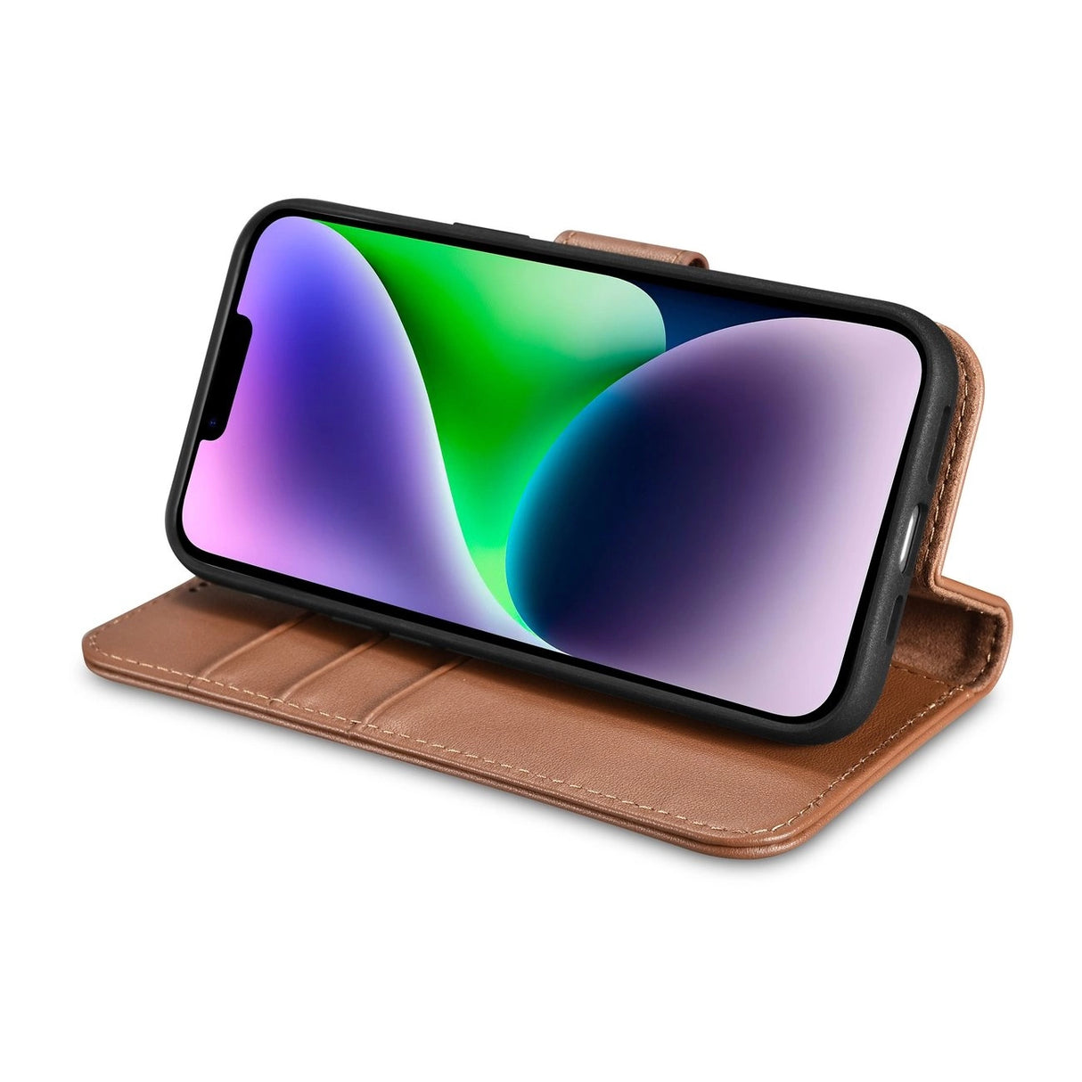 iCarer Wallet Case 2in1 iPhone 14-foder med flap Anti-RFID brun (WMI14220725-BN)