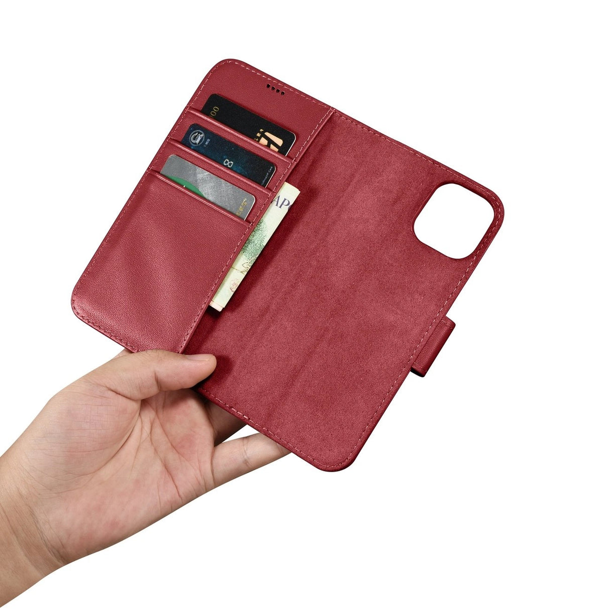 iCarer Wallet Case 2in1 Cover iPhone 14 Plus Anti-RFID Læder Flip Cover Red (WMI14220727-RD)