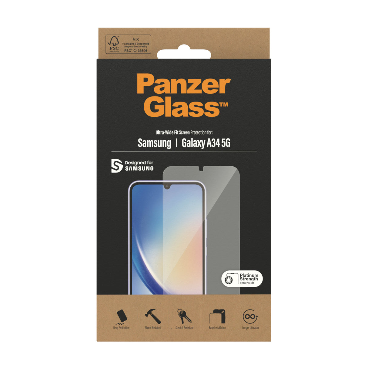 PanzerGlass ® Skærmbeskyttelse Samsung Galaxy A34 5G | Ultra-Wide Fit