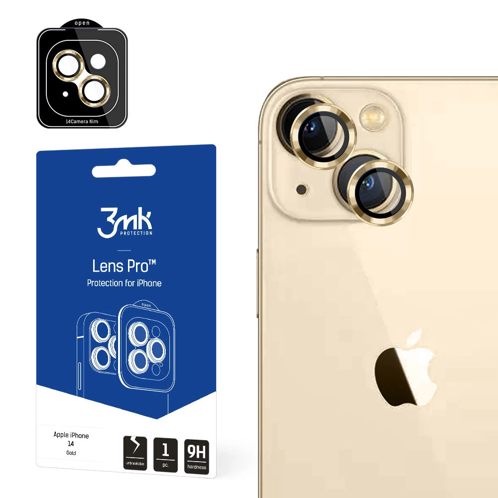 Kameraglas til iPhone 14 9H til 3mk Lens Protection Pro-serie objektiv - guld