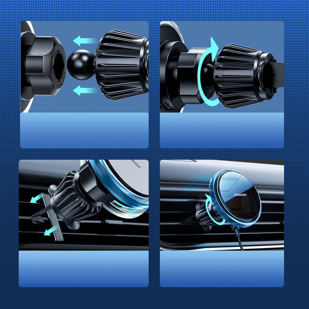 Joyroom biltelefonholder med 15W Qi-induktiv oplader (MagSafe-kompatibel) til luftventil, sølv (JR-ZS291)