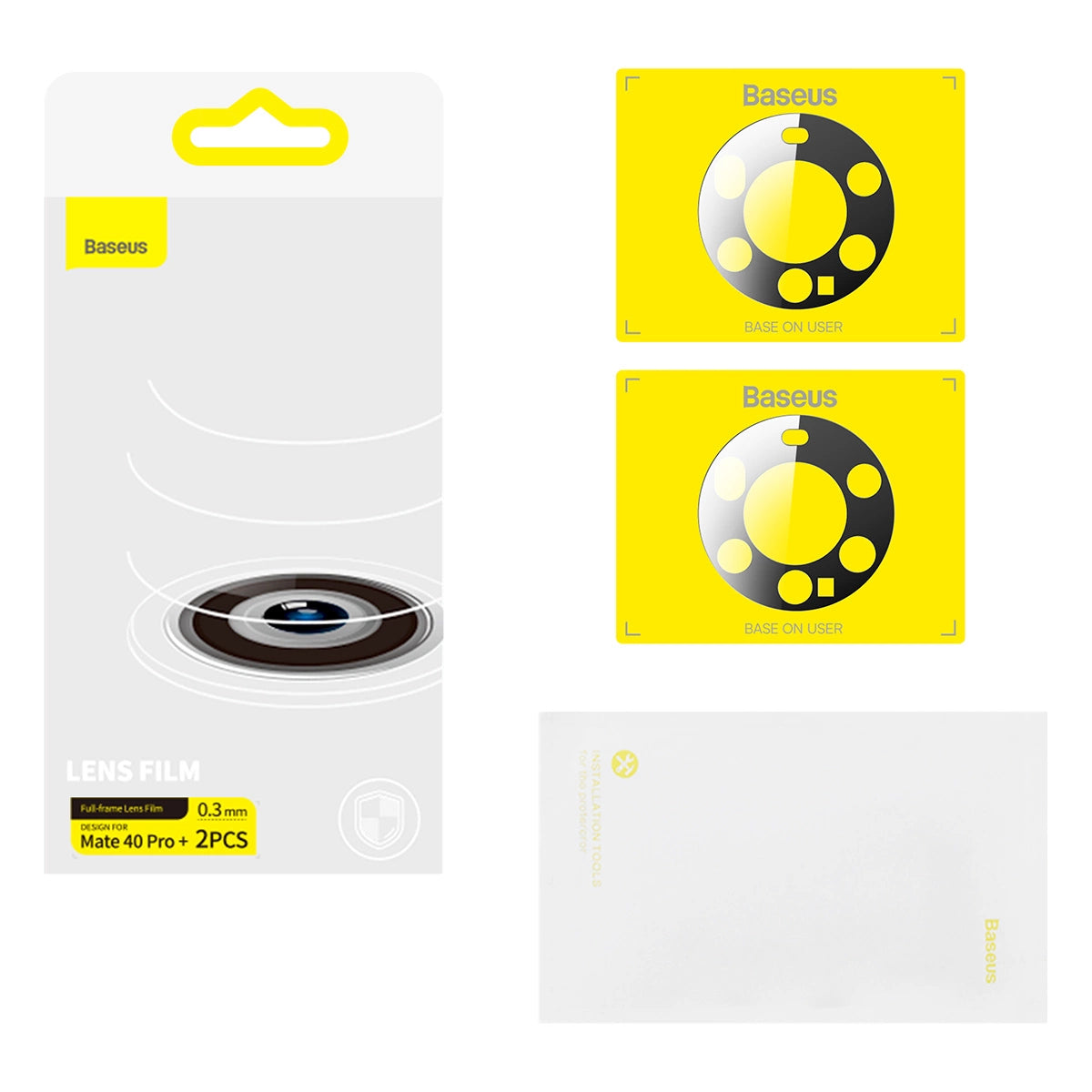 Baseus Huawei Mate 40 Pro+ Kamerafilm 0,3 mm (2 stykker) gennemsigtig + rengøringsset (SGQK000602)