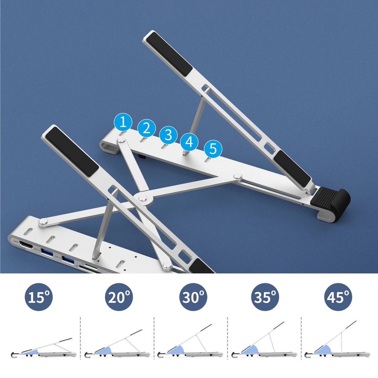 Choetech stand multifunktionsstation til bærbar pc PD / USB-C HDMI (4K / 30Hz) / 2xUSB-A / 1xUSB-C / 1xSD / 1xTF sort (HUB-M43)