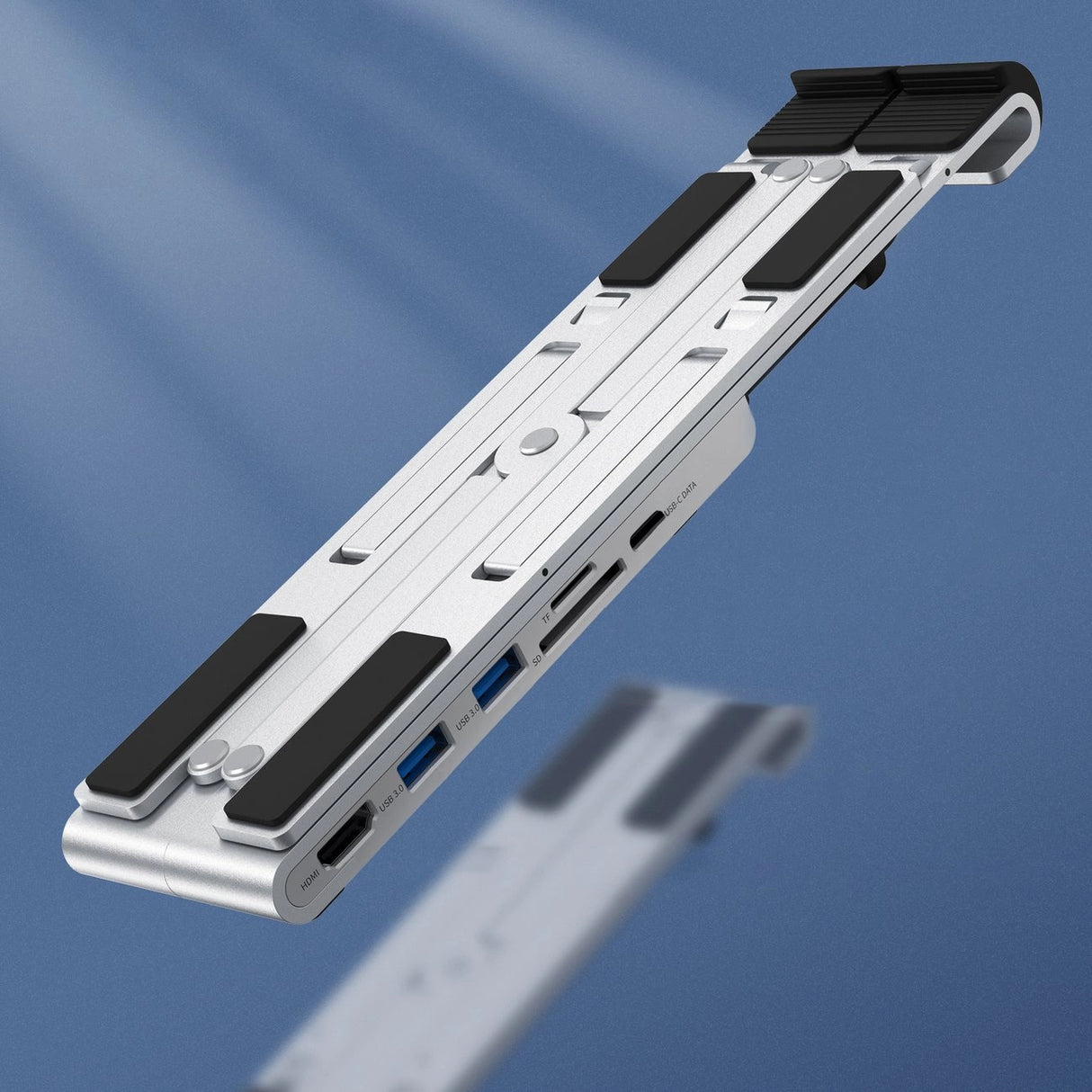 Choetech stand multifunktionsstation til bærbar pc PD / USB-C HDMI (4K / 30Hz) / 2xUSB-A / 1xUSB-C / 1xSD / 1xTF sort (HUB-M43)