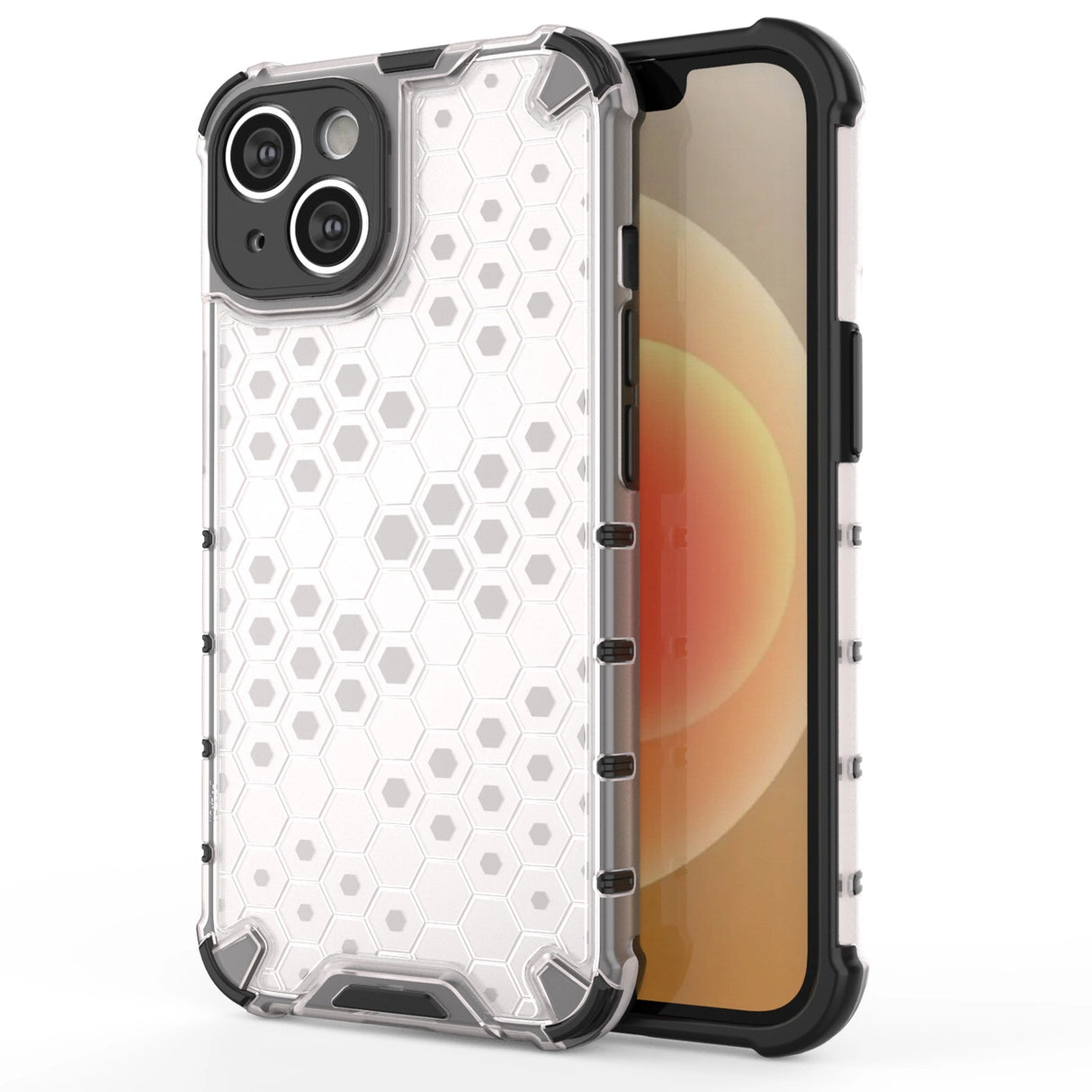 Honeycomb case til iPhone 14 pansret hybrid cover gennemsigtigt