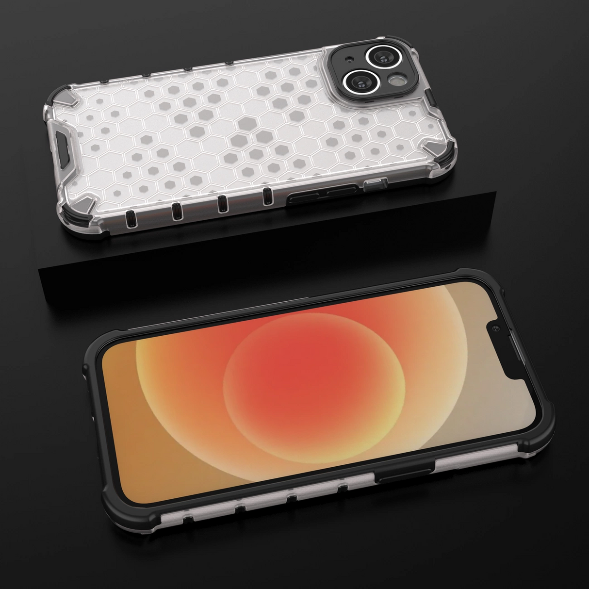 Honeycomb case til iPhone 14 pansret hybrid cover gennemsigtigt