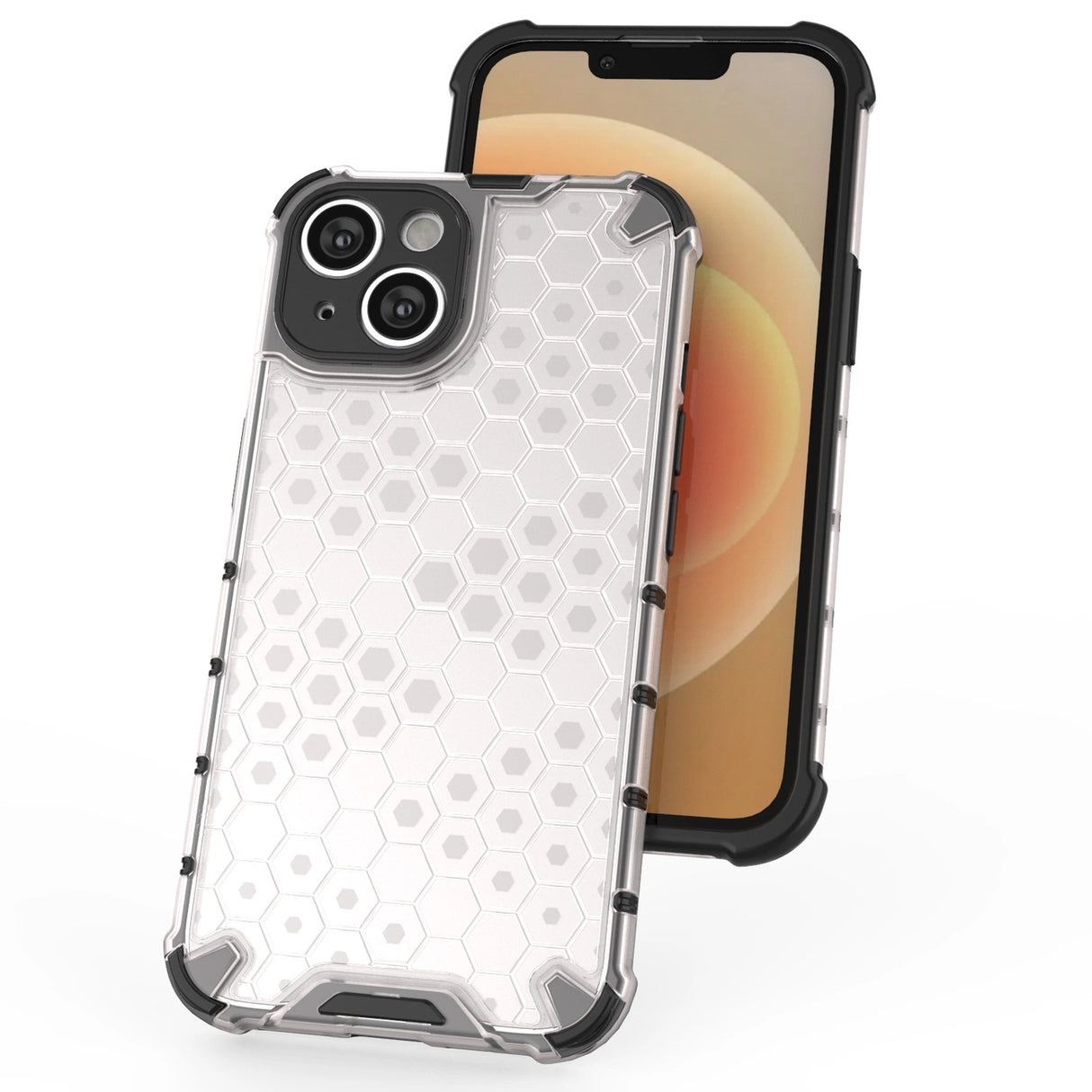 Honeycomb case til iPhone 14 pansret hybrid cover gennemsigtigt