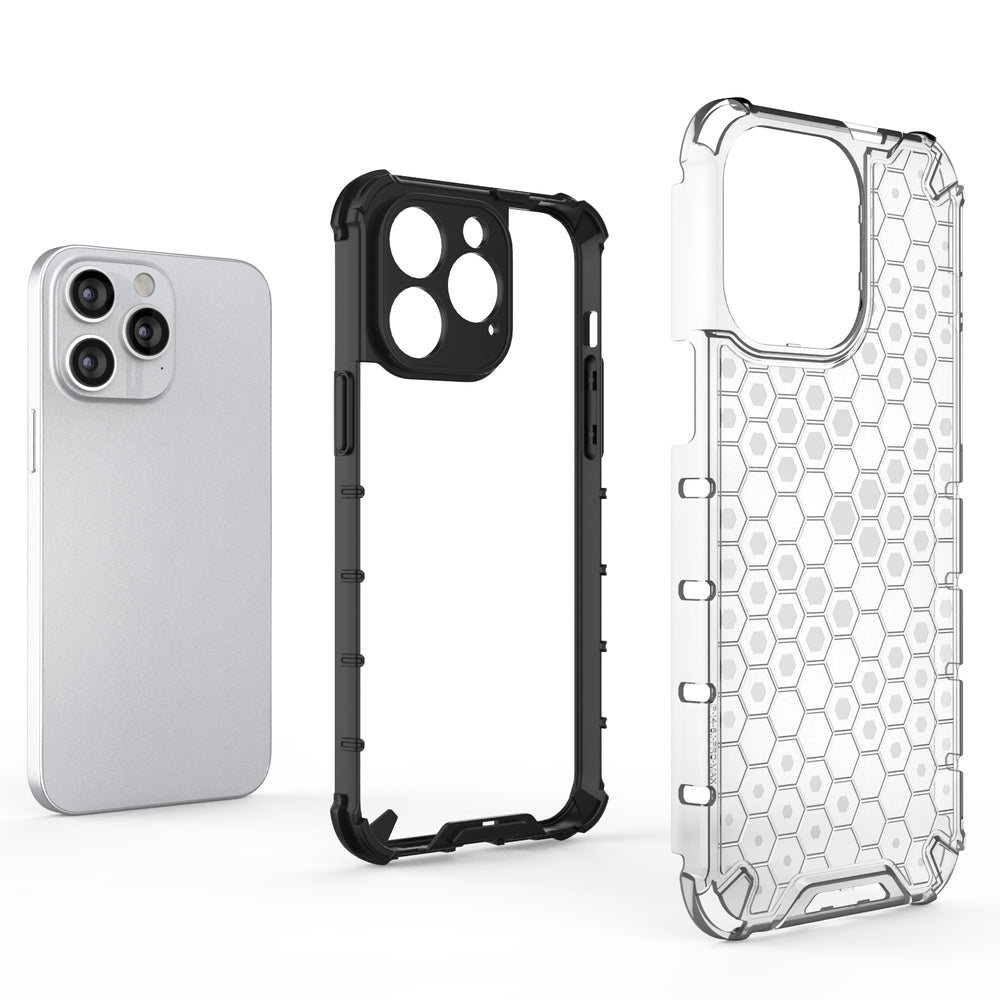 Honeycomb case til iPhone 14 Pro Max pansret hybrid cover sort