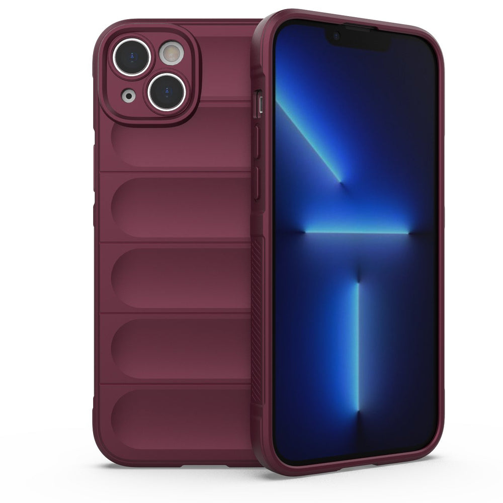 Magic Shield Case for iPhone 14 Plus elastisk rustet kuffert i burgundfarve