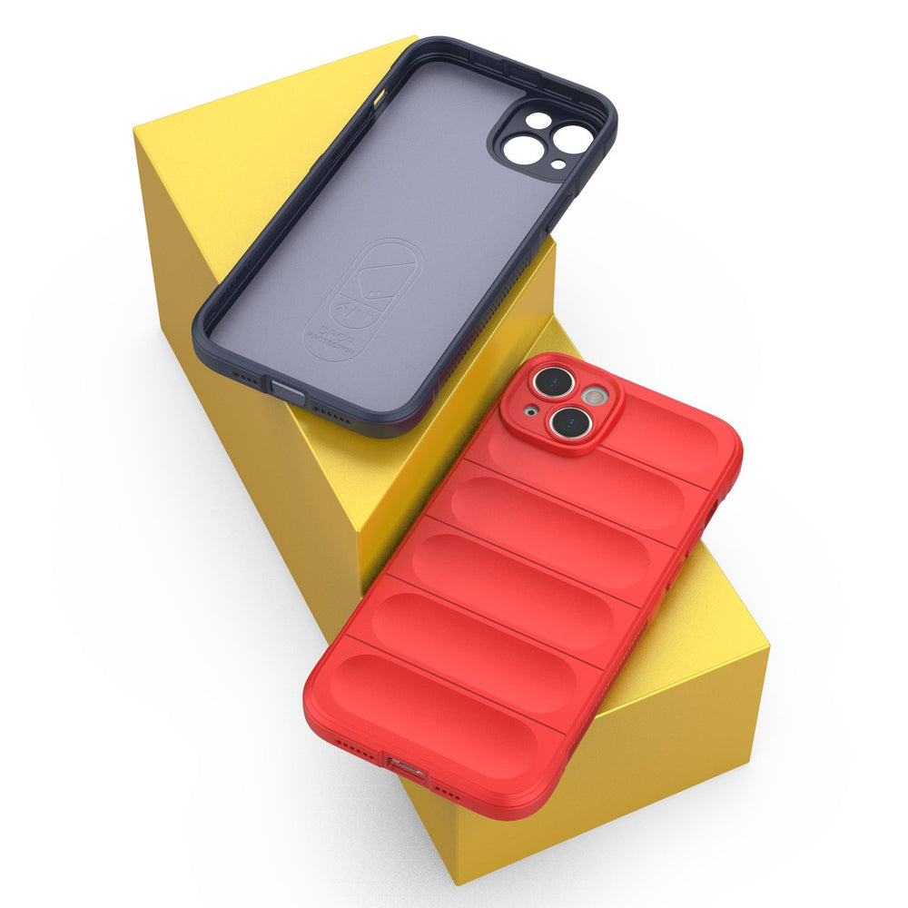 Magic Shield Case for iPhone 14 Plus elastisk rustet kuffert i burgundfarve