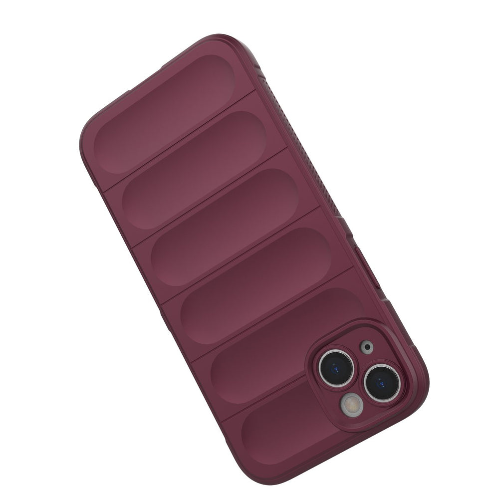 Magic Shield Case for iPhone 14 Plus elastisk rustet kuffert i burgundfarve
