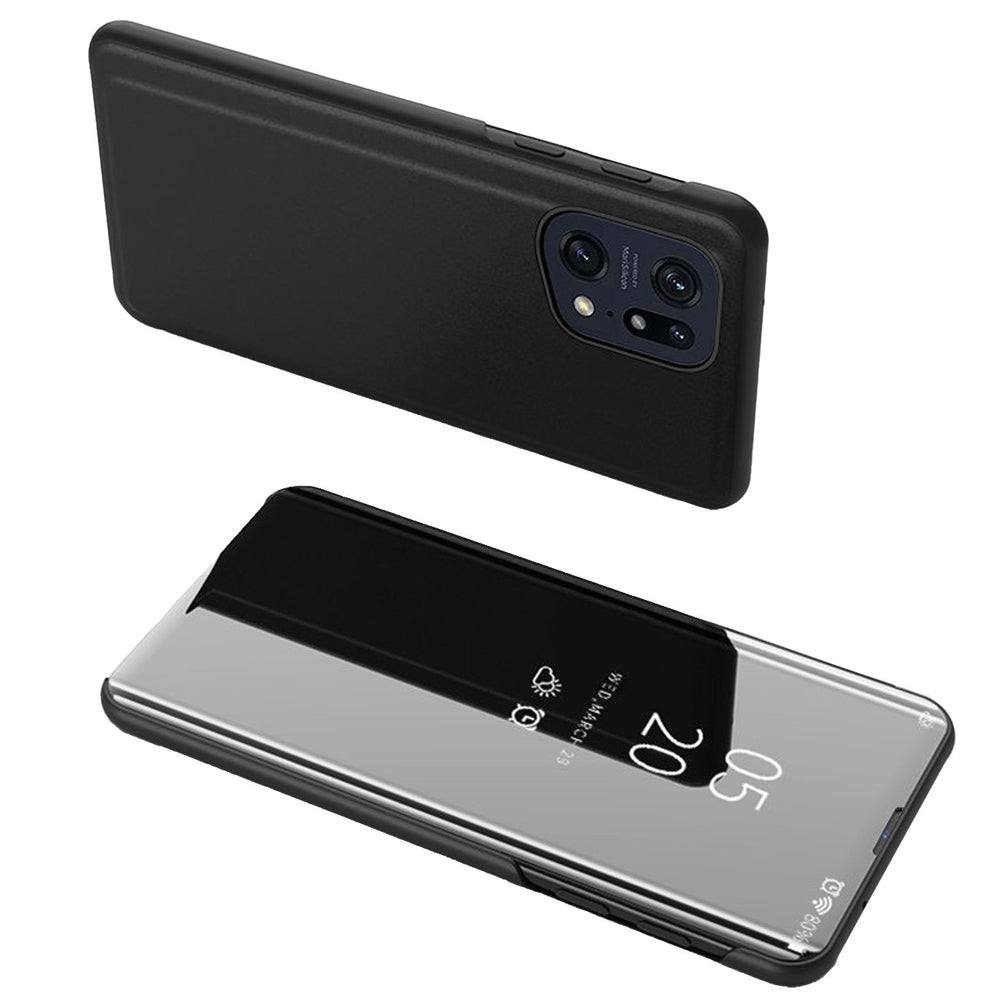 Clear View Case cover til Oppo Find X5 Pro cover med en flap sort