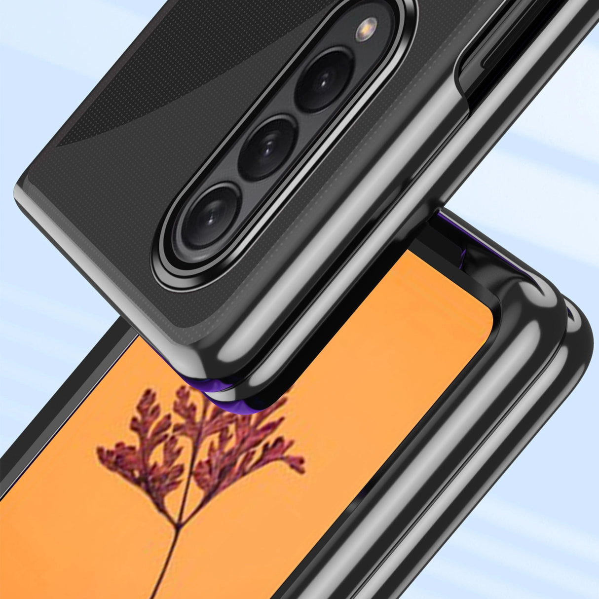 Hylde til Samsung Galaxy Z Fold 4 med blå metalramme