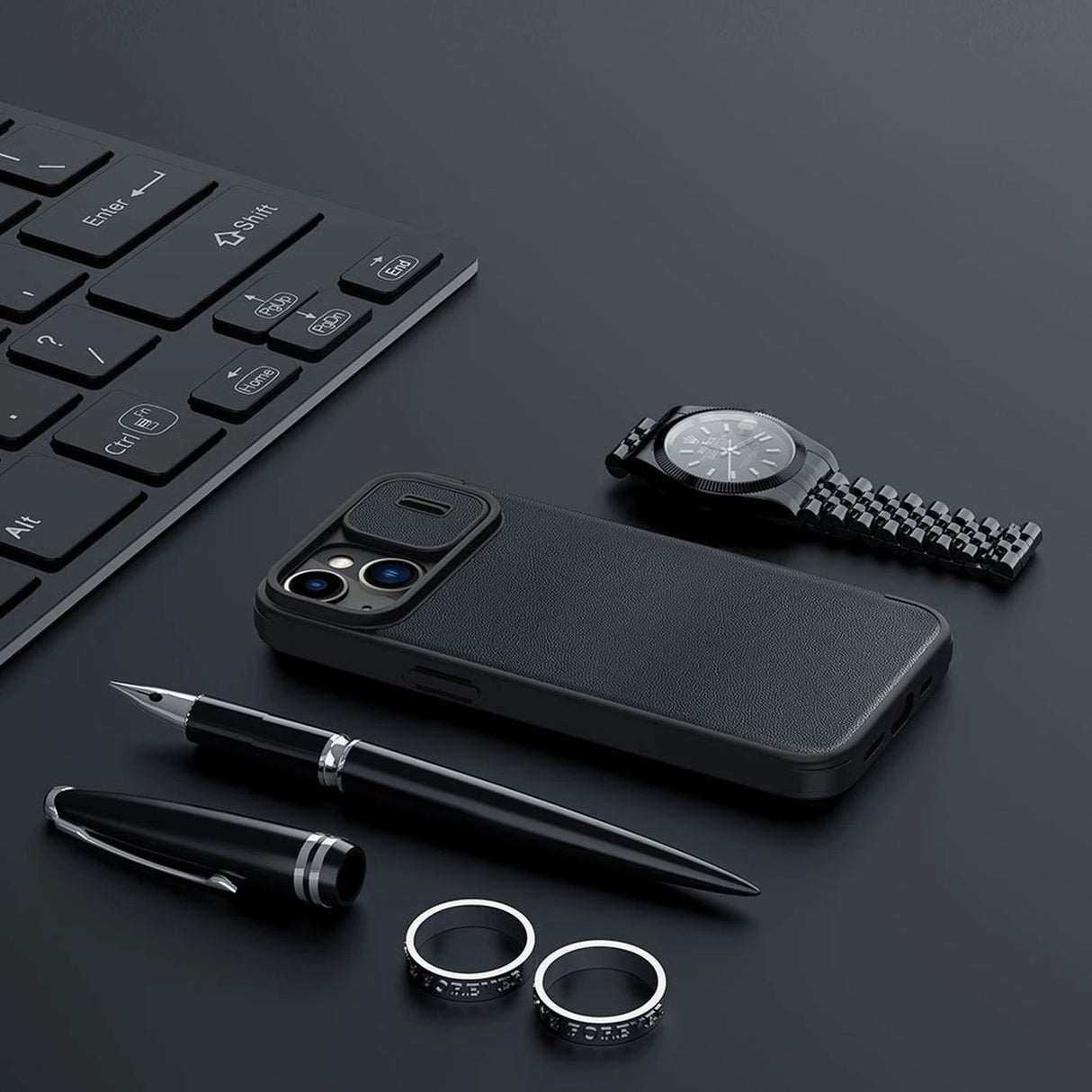 Nillkin Qin Leather Pro Case iPhone 14 Plus Camera Cover Holster Cover Flip Case Grøn