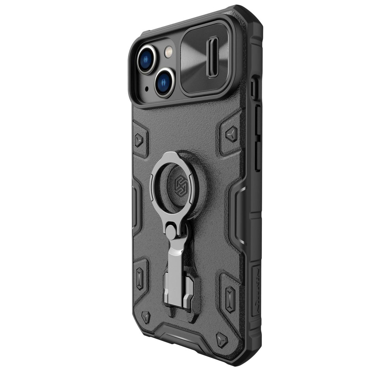 Nillkin CamShield Armor Pro Case iPhone 14 Plus case pansret cover med kamera cover ring stand sort