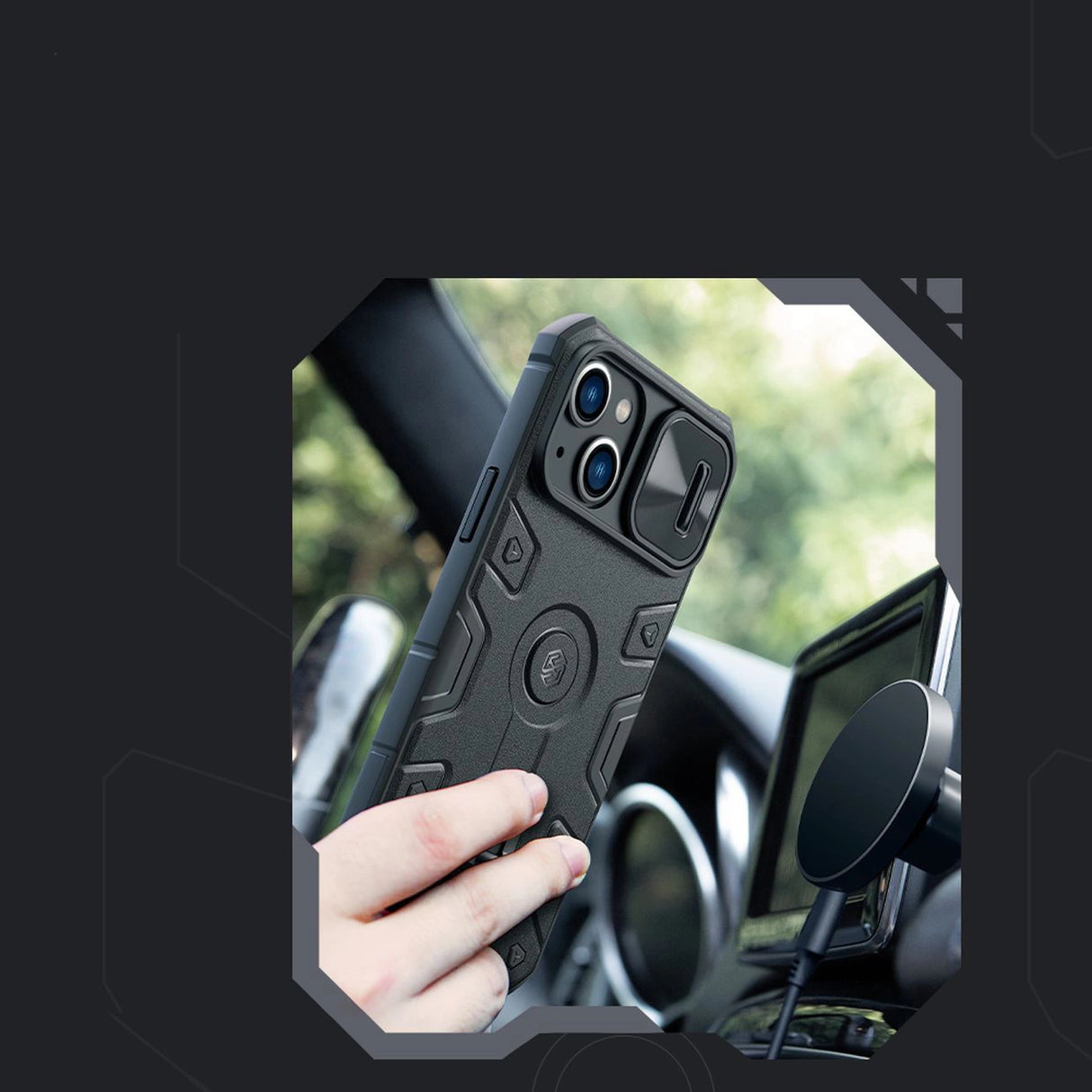 Nillkin CamShield Armor Pro Magnetisk Case iPhone 14 Plus Magnetisk MagSafe Cover med Camera Protector Blue