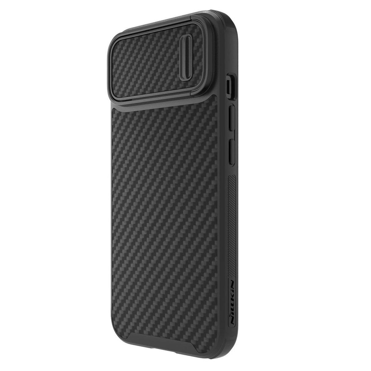 Nillkin Syntetisk Fiber S Case iPhone 14 Plus case med kamera cover, sort