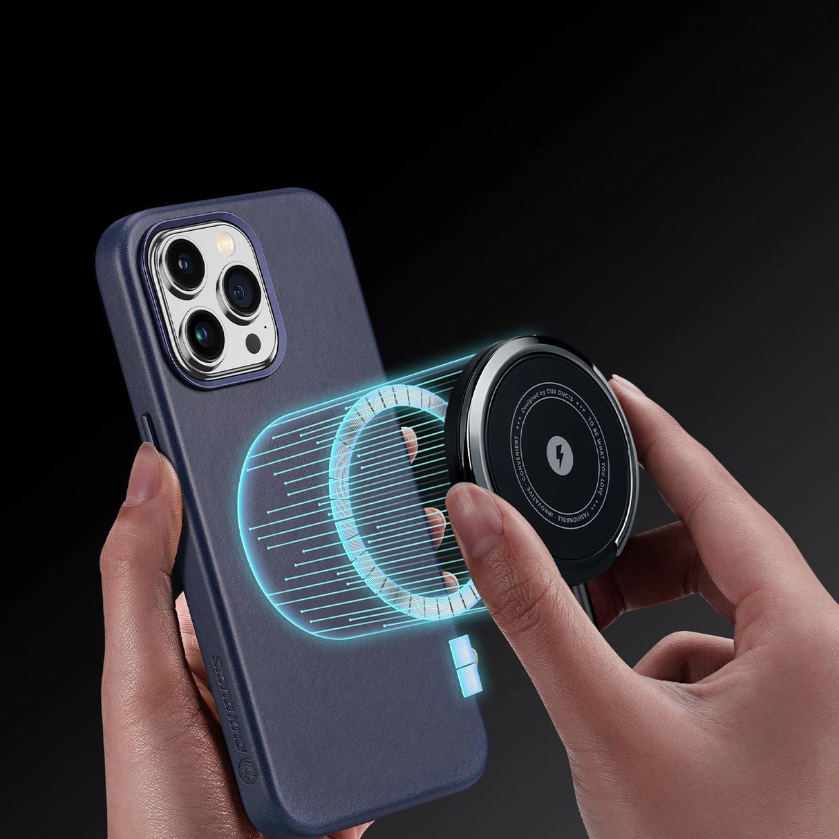 Dux Ducis Naples æske til iPhone 14 Pro magnetisk læderæske MagSafe blå