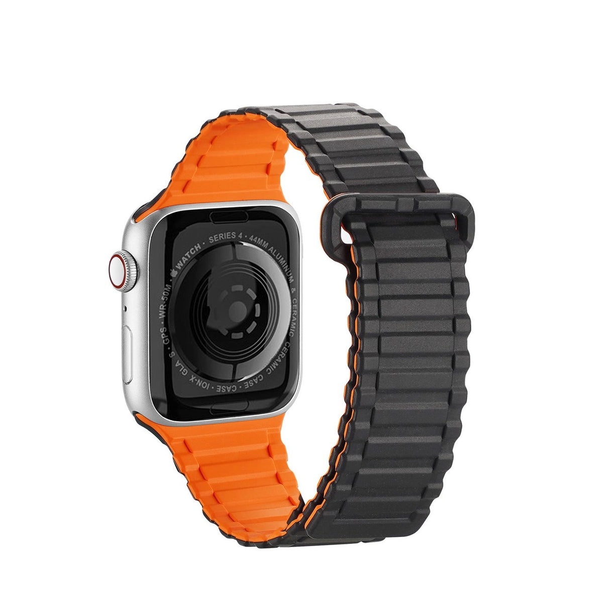 Dux Ducis Strap (Armor Version) Apple Watch SE Strap, 9, 8, 7, 6, 5, 4, 3, 2, 1 (41, 40, 38 mm) Silicone Magnetic Band Armbånd Sort/Orange