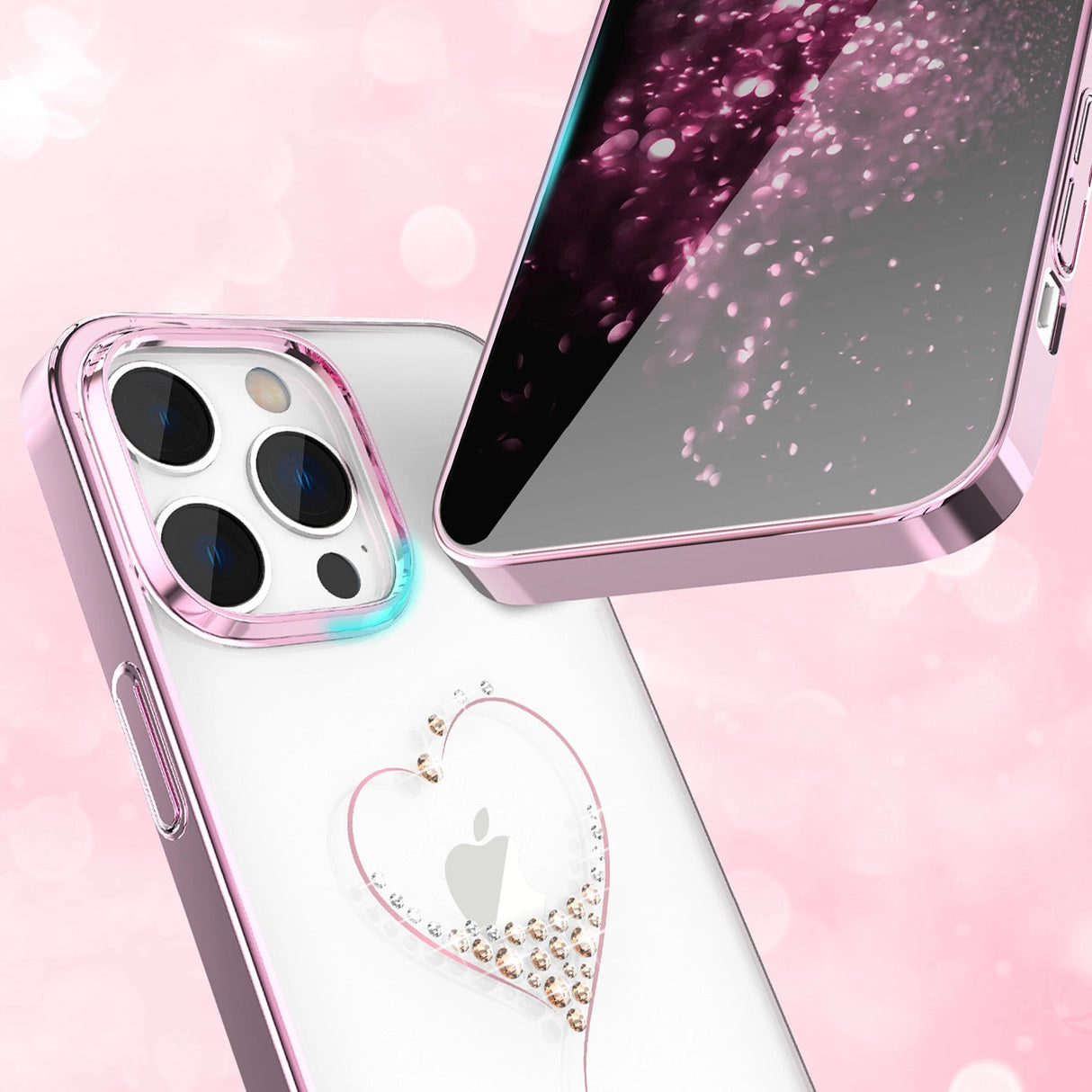 Silikonfoder med Swarovski krystaller Kingxbar Wish Series til iPhone 14 Pro - pink