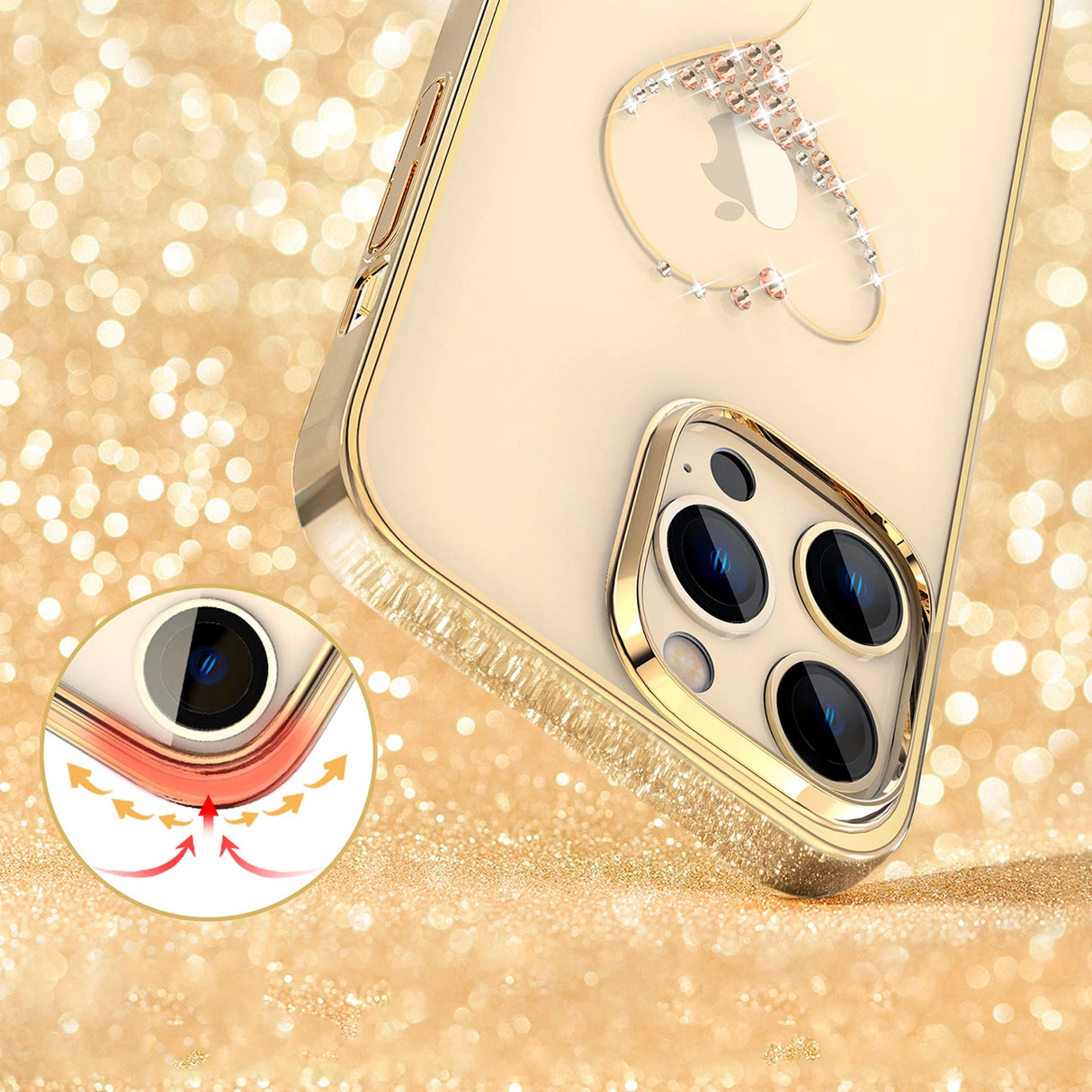 Silikonfoder med Swarovski krystaller Kingxbar Wish Series til iPhone 14 Plus - guld