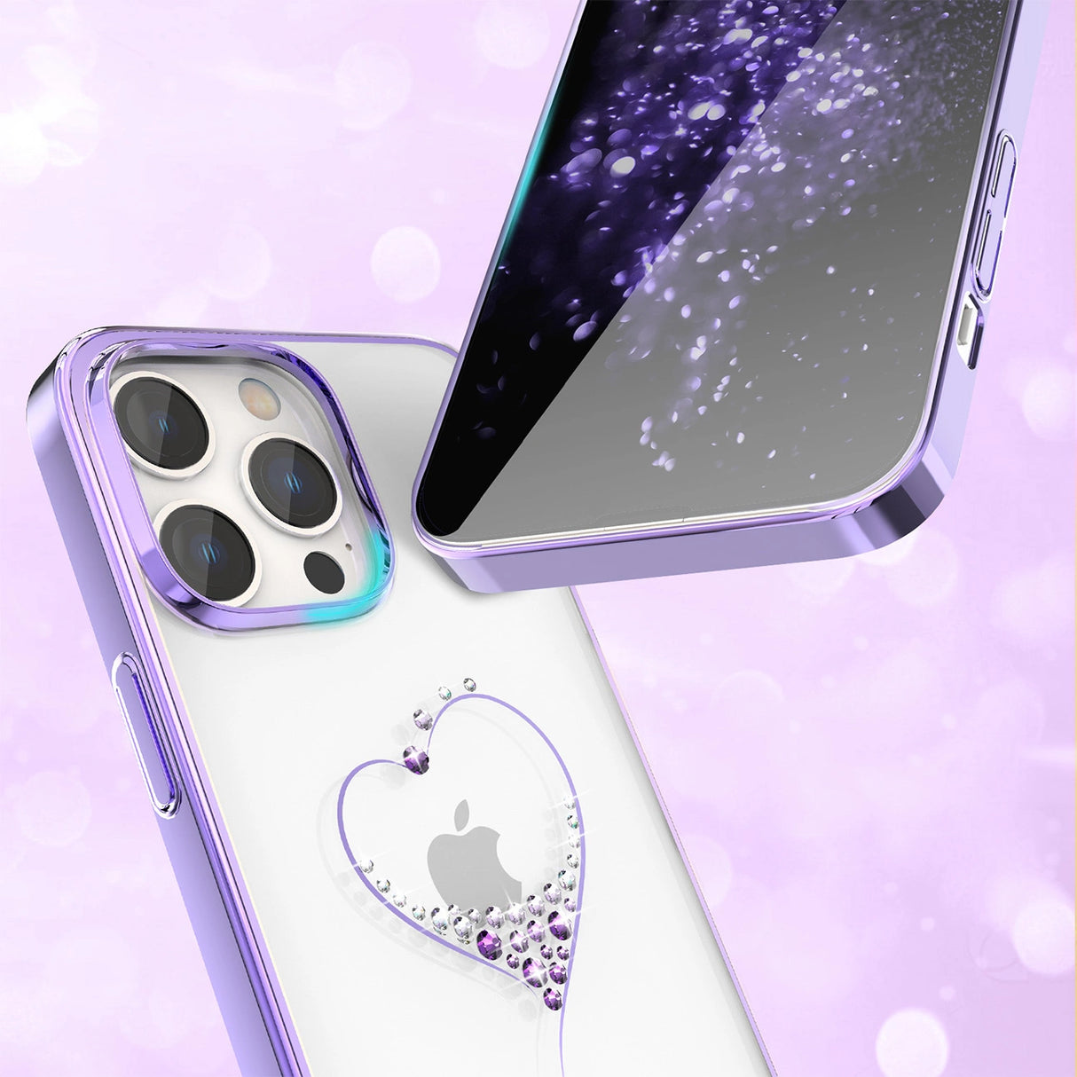 Silikonfoder med Swarovski krystaller Kingxbar Wish Series til iPhone 14 Plus - lilla