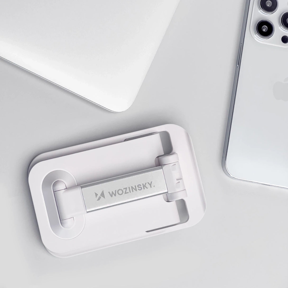 Wozinsky Desk Phone Stand Tablet Stand Foldbar hvid (WFDPS-W1)