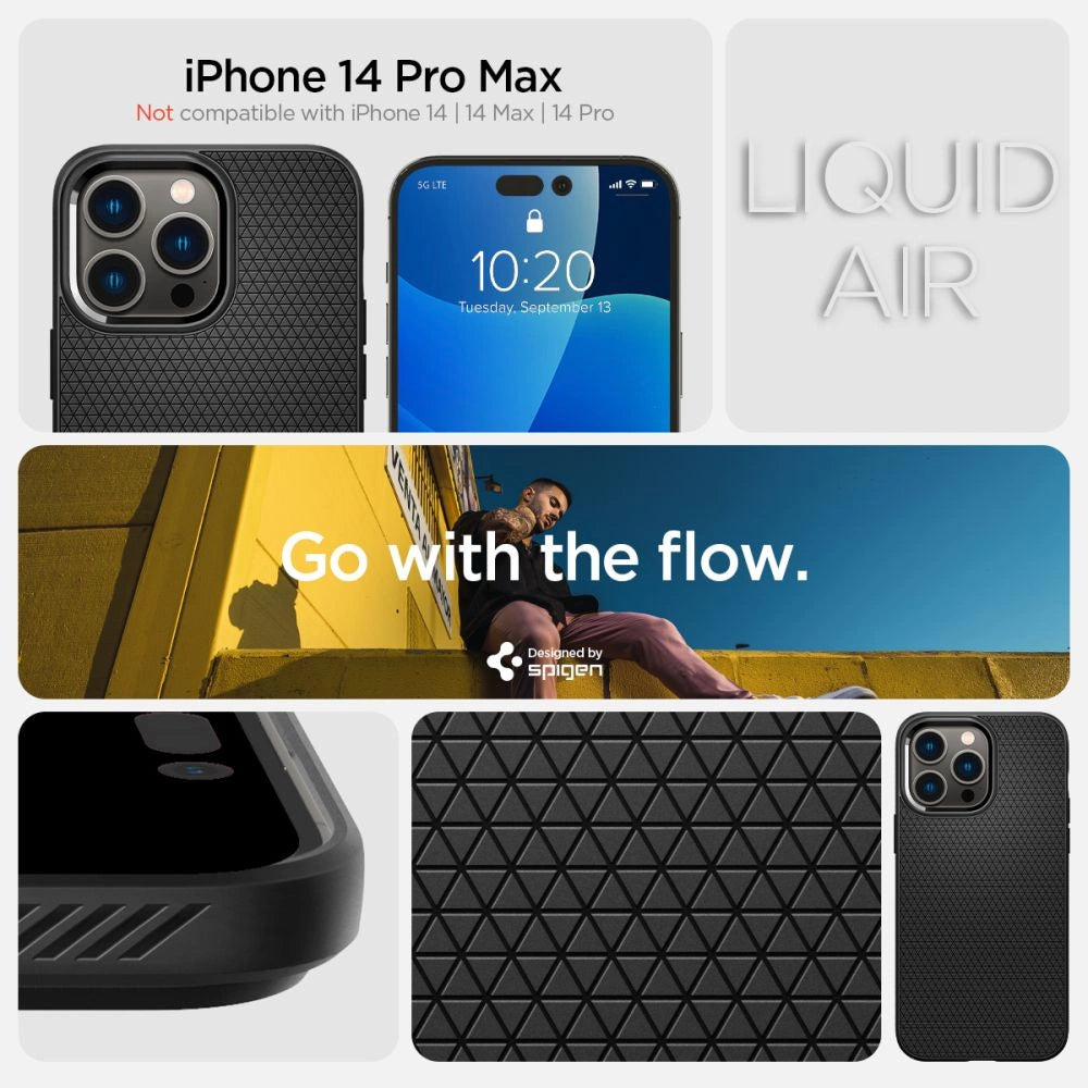 Spigen Liquid Air Case til iPhone 14 Pro Max - Matte Black