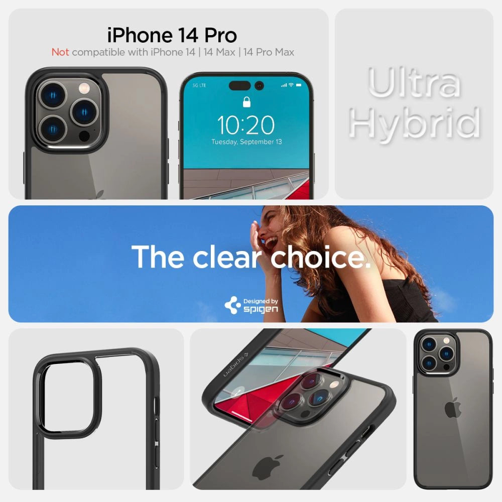 Spigen Ultra Hybrid iPhone 14 Pro Case - Matte sort