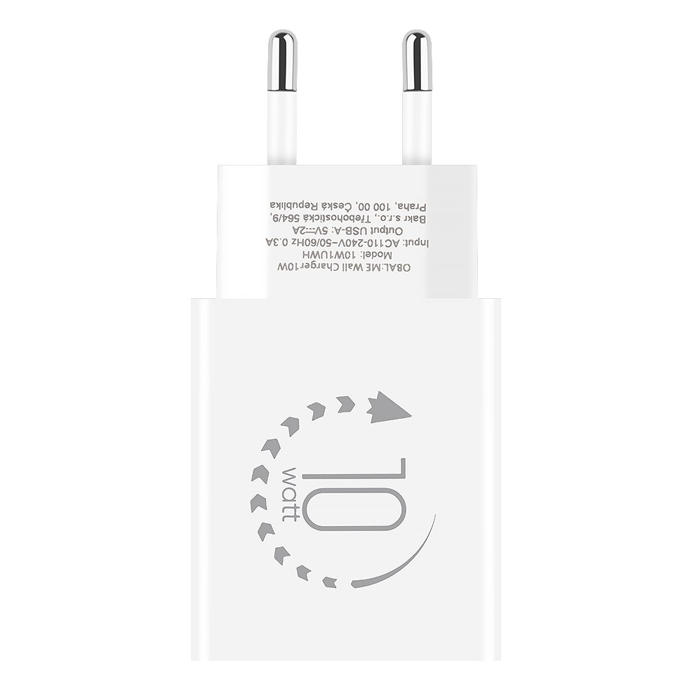 OBAL:ME Wall Charger USB-A 10W + USB-A/USB-C Cable 1m - White