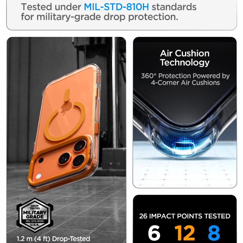 Spigen Ultra Hybrid Optik S Magsafe Iphone 17 Pro Max / 18 Pro Max Klar/Orange