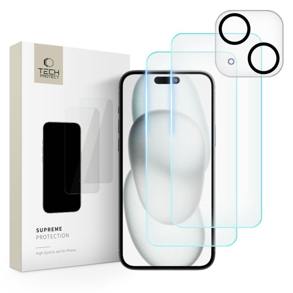 Hærdet Glas Tech Protect Supreme Sæt 3 Pack Iphone 15 Clear