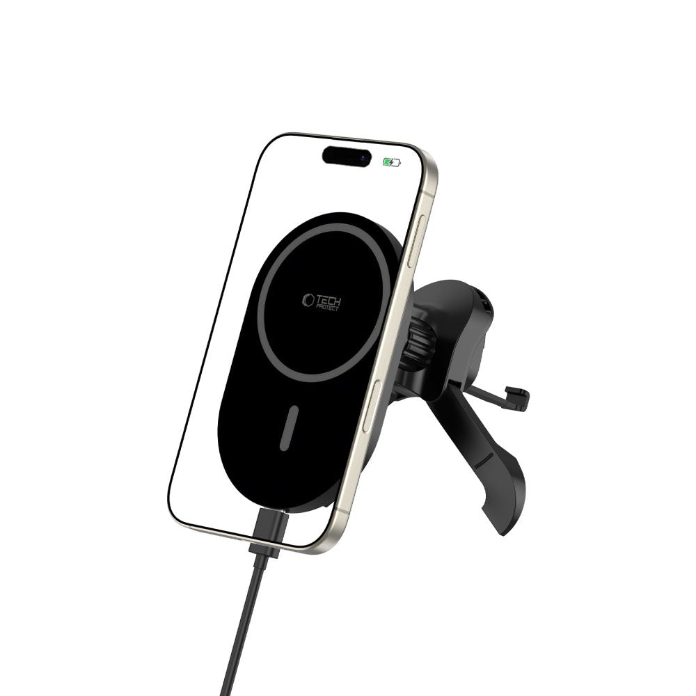 Tech Protect Mm15 W V6 Magnetisk Magsafe Stabil Ventilation Trådløs Opladder Til Bilholder 15 W Sort/Sort