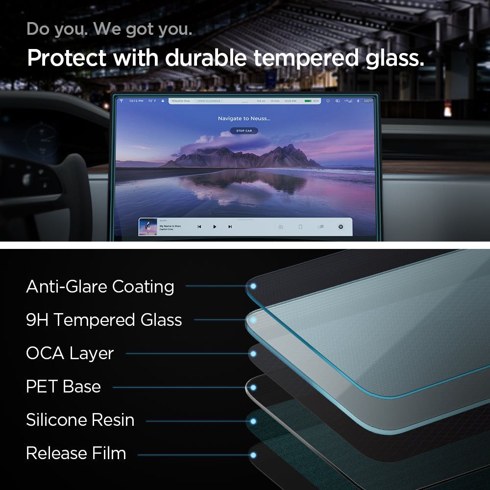 Hærdet Glas Spigen Glas.Tr ”Ez Fit” Tesla Model X 2022 2026 / Model S 2021 2026 Sort