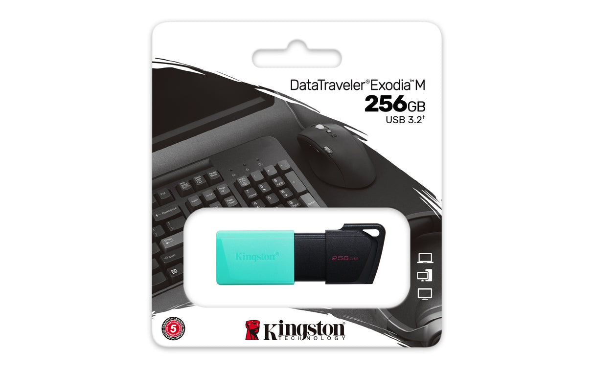 Kingston Technology DataTraveler 256 GB USB 3.2 Gen1 Exodia M (sort + turkis)