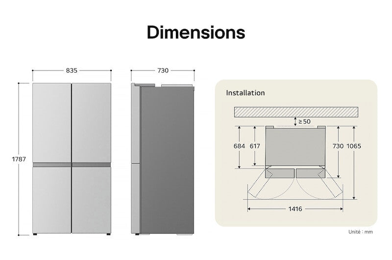 LG InstaView GMG860EPBE side-by-side køle-fryseskab Fritstående 508 L Sort