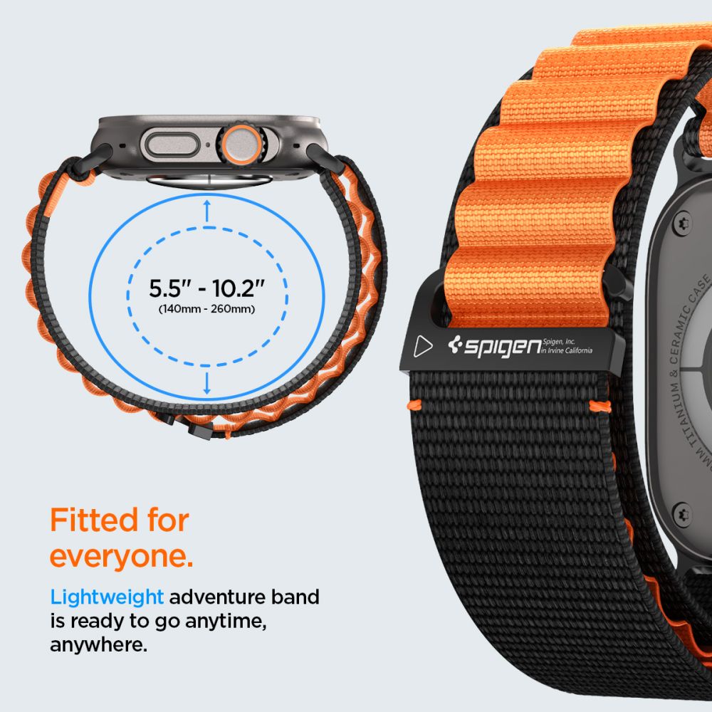 Spigen Wbf1 Remmen Til Apple Watch 8 / 9 / 10 / 11 / 12 / Se / Ultra (44 / 45 / 46 / 49 Mm) Sort/Orange