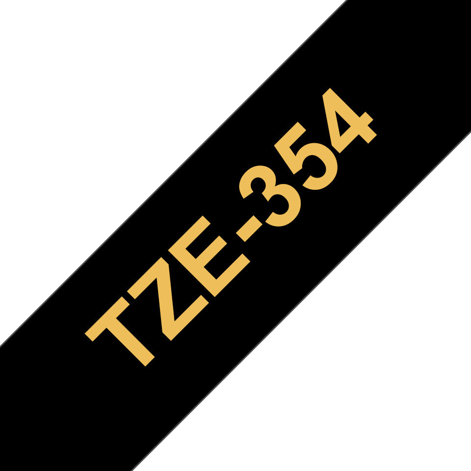 Brother TZE-354 etiketbånd Guld på sort