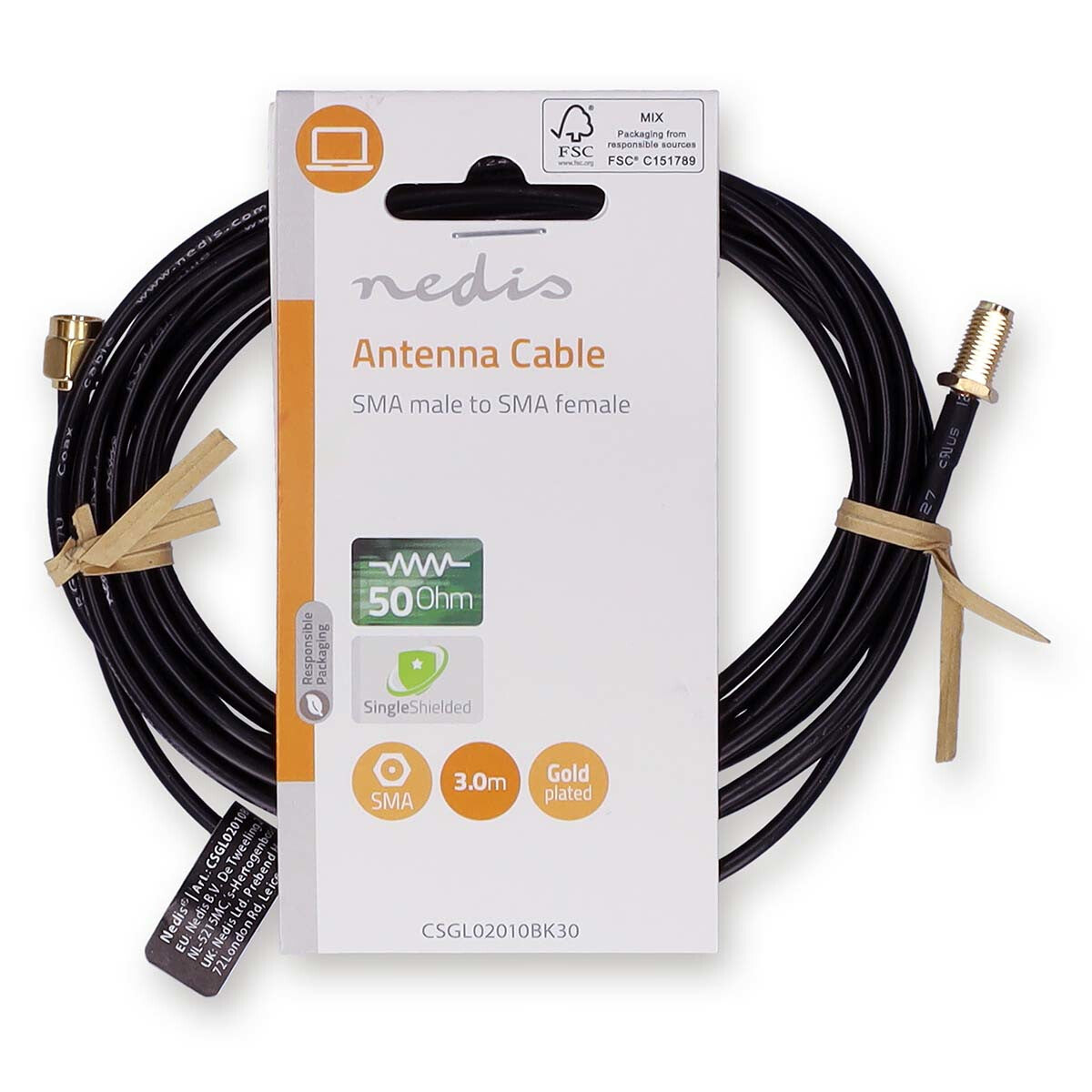 Nedis CSGL02010BK30 koaxial kabel 3 m SMA Sort