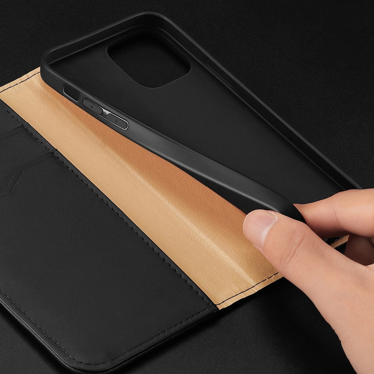 Dux Ducis Hivo Læder Flip Cover Ægte læder Wallet til kort og dokumenter iPhone 14 Pro Brown