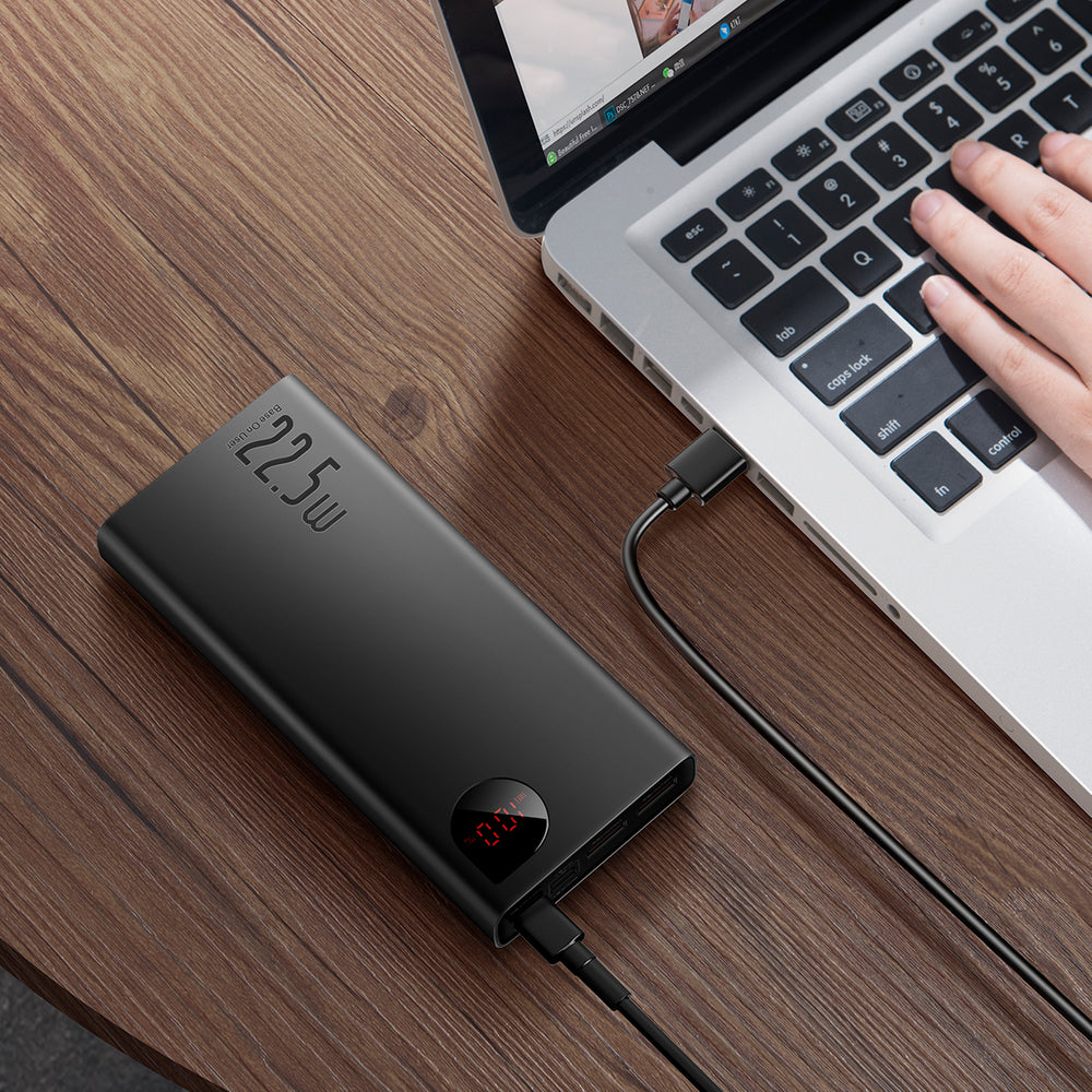 Baseus Adaman powerbank med hurtig opladning 20000mAh 22,5W + USB-A - USB-C 3A kabel 0,3m sort