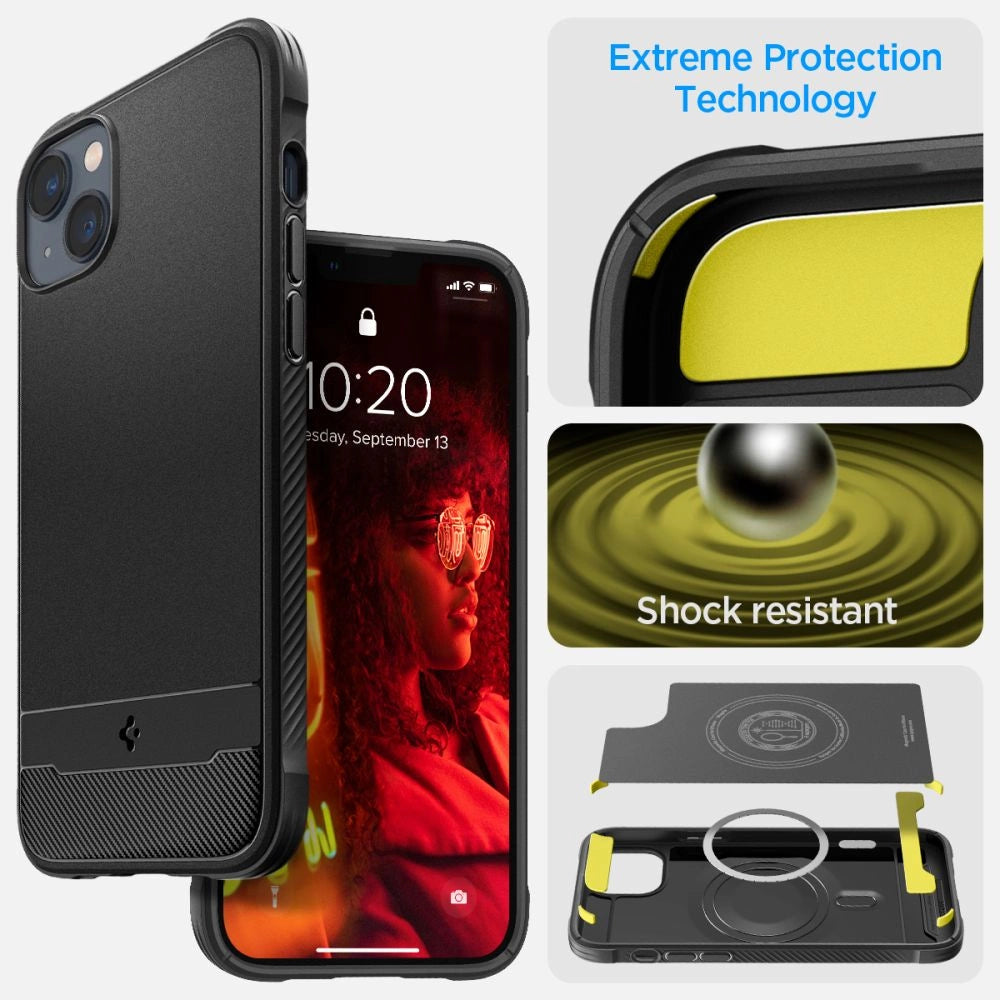 Spigen Rugged Armor Mag Case med MagSafe til iPhone 14 - Matte Black