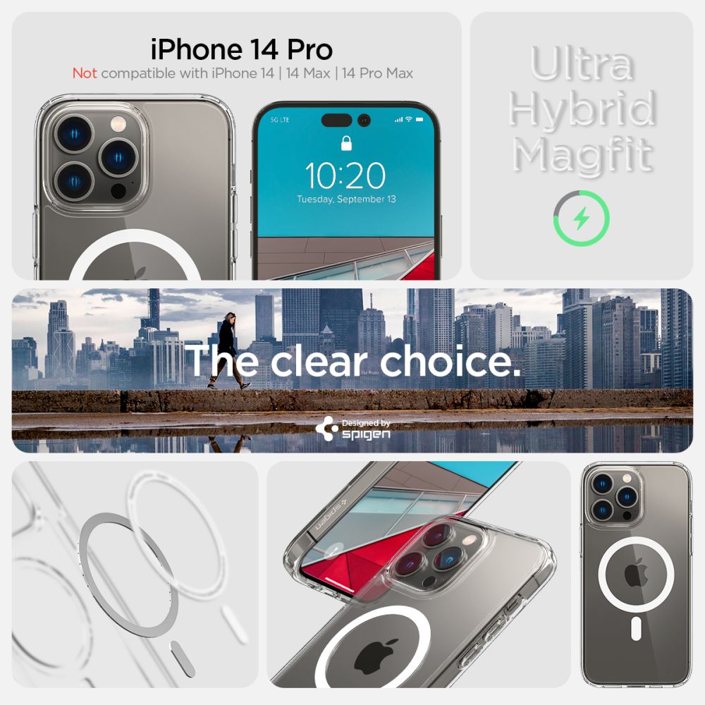 Spigen Ultra Hybrid Mag Case med MagSafe til iPhone 14 Pro - Clear/White