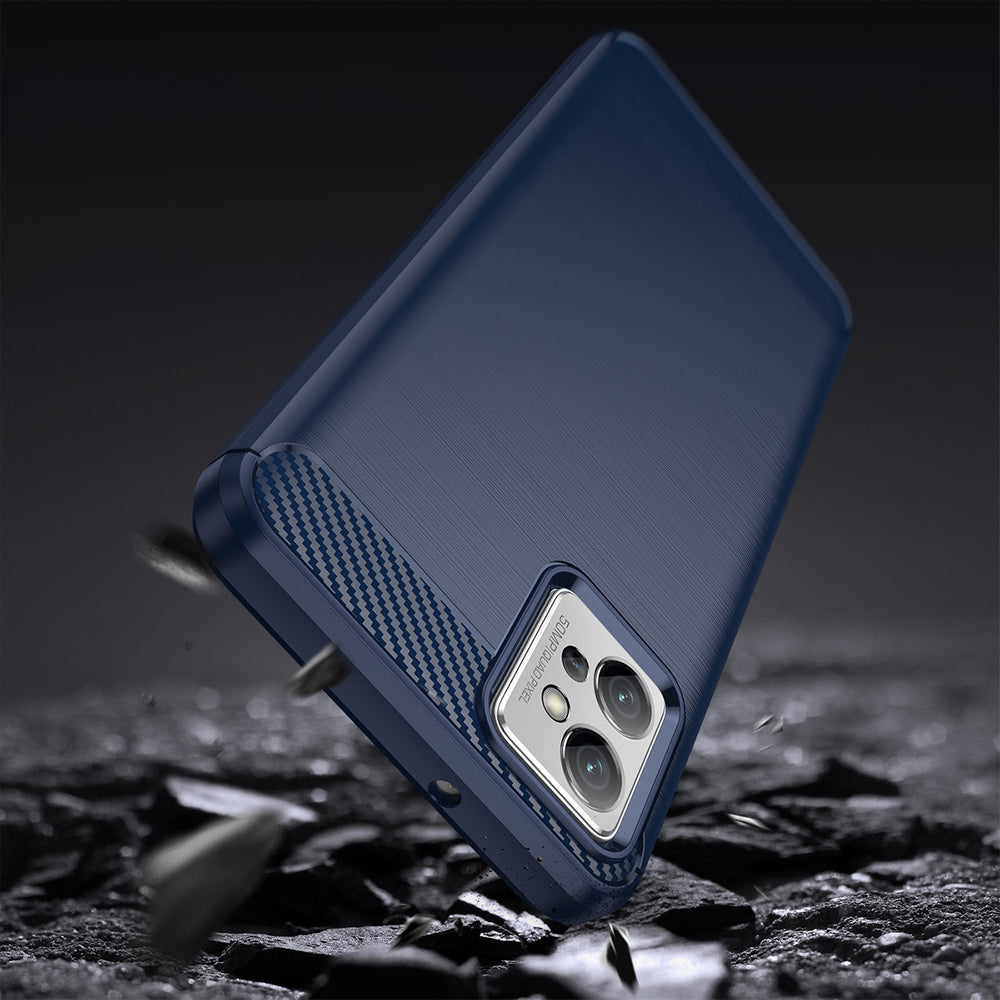 Carbon Case for Realme C35 fleksibelt silikone carbon cover sort