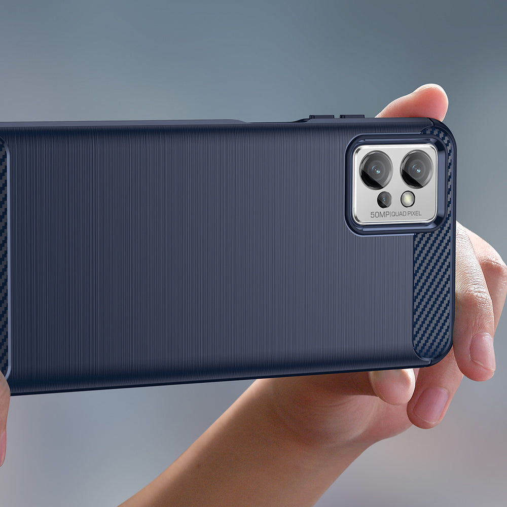Carbon Case for Realme C35 fleksibelt silikone carbon cover sort