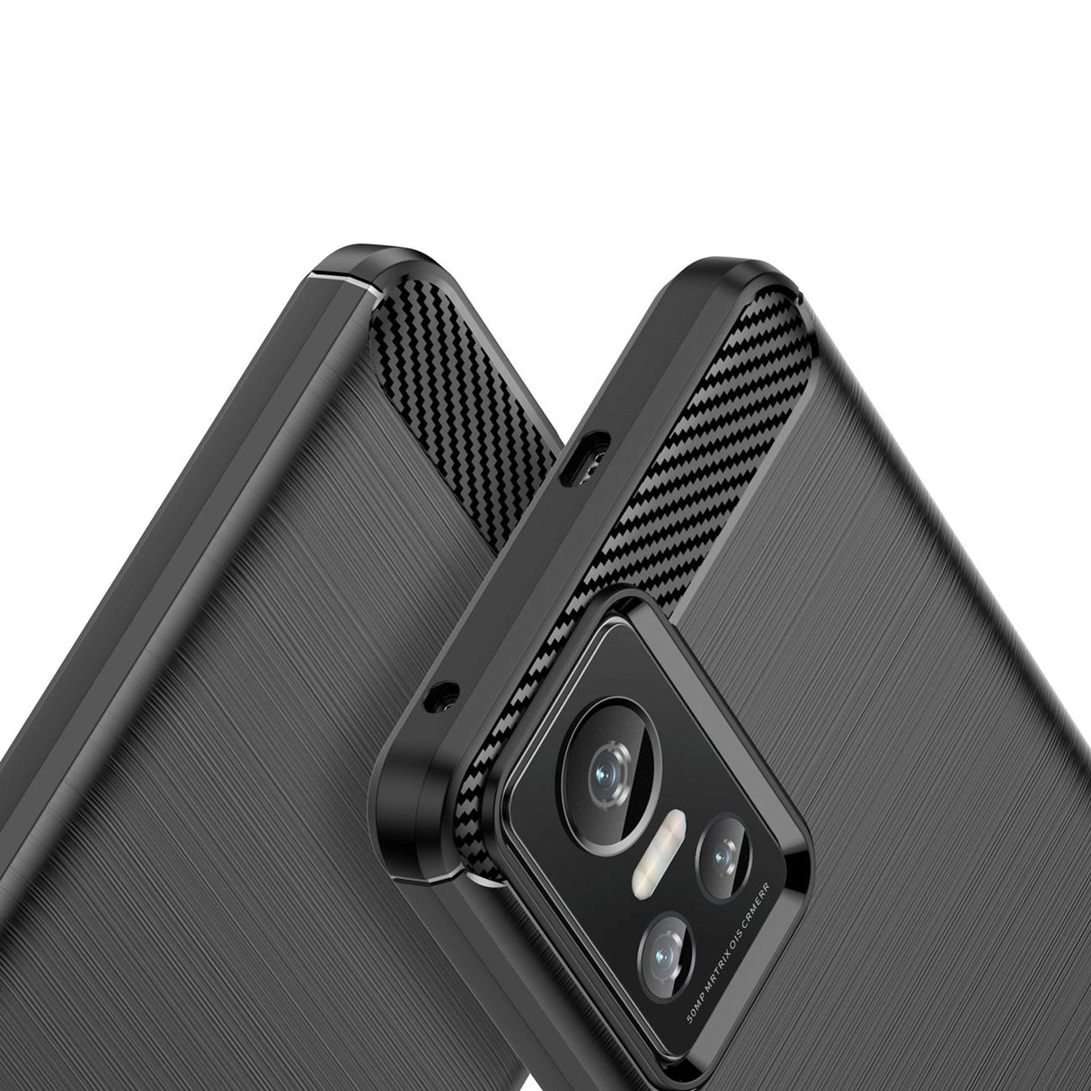 Carbon Case til Realme GT Neo 3 fleksibelt silikone carbon cover sort