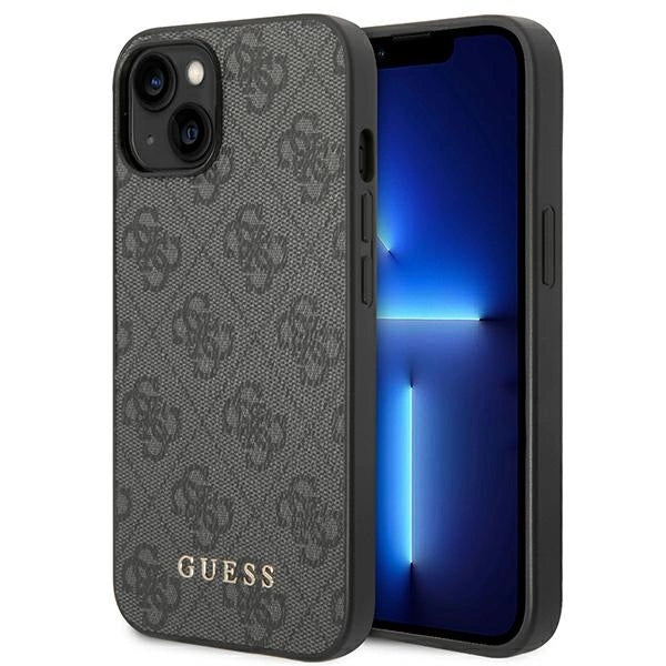 Guess GUHCP14SG4GFGR iPhone 14 6,1" szary/grå hard case 4G Metal Gold Logo