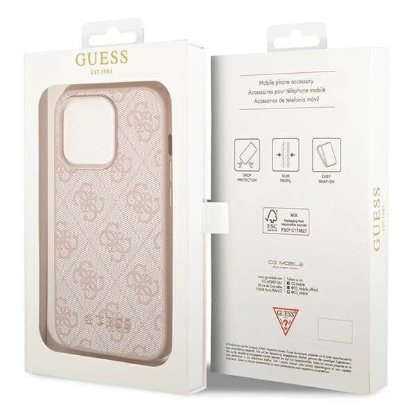 Guess GUHCP14XG4GFPI iPhone 14 Pro Max 6,7" rosa/rosa hårdkasse 4G Metal Gold Logo