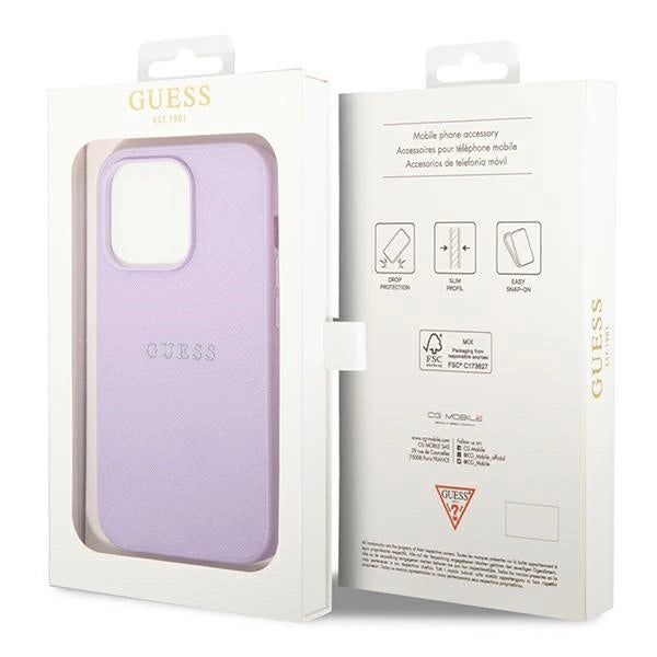 Guess GUHCP14LPSASBPU iPhone 14 Pro 6,1" lilla/lila Saffiano rem