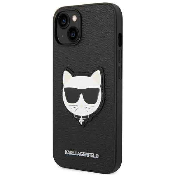 Karl Lagerfeld KLHCP14MSAPCHK iPhone 14 Plus 6,7" Hardcase sort Saffiano Choupette Head Patch